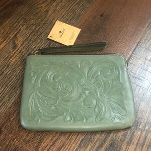 Patricia Nash Tooled Leather Sage Cassini Wristlet NWT